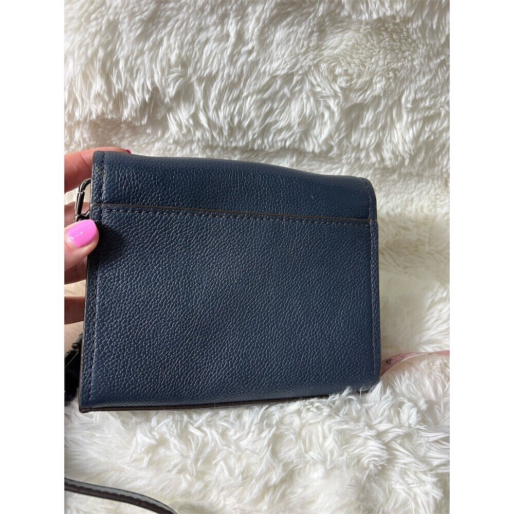 Michael Kors Crossbody Bag Womens Small Navy Blue Turn Lock w/ COA - Picture 7 of 13